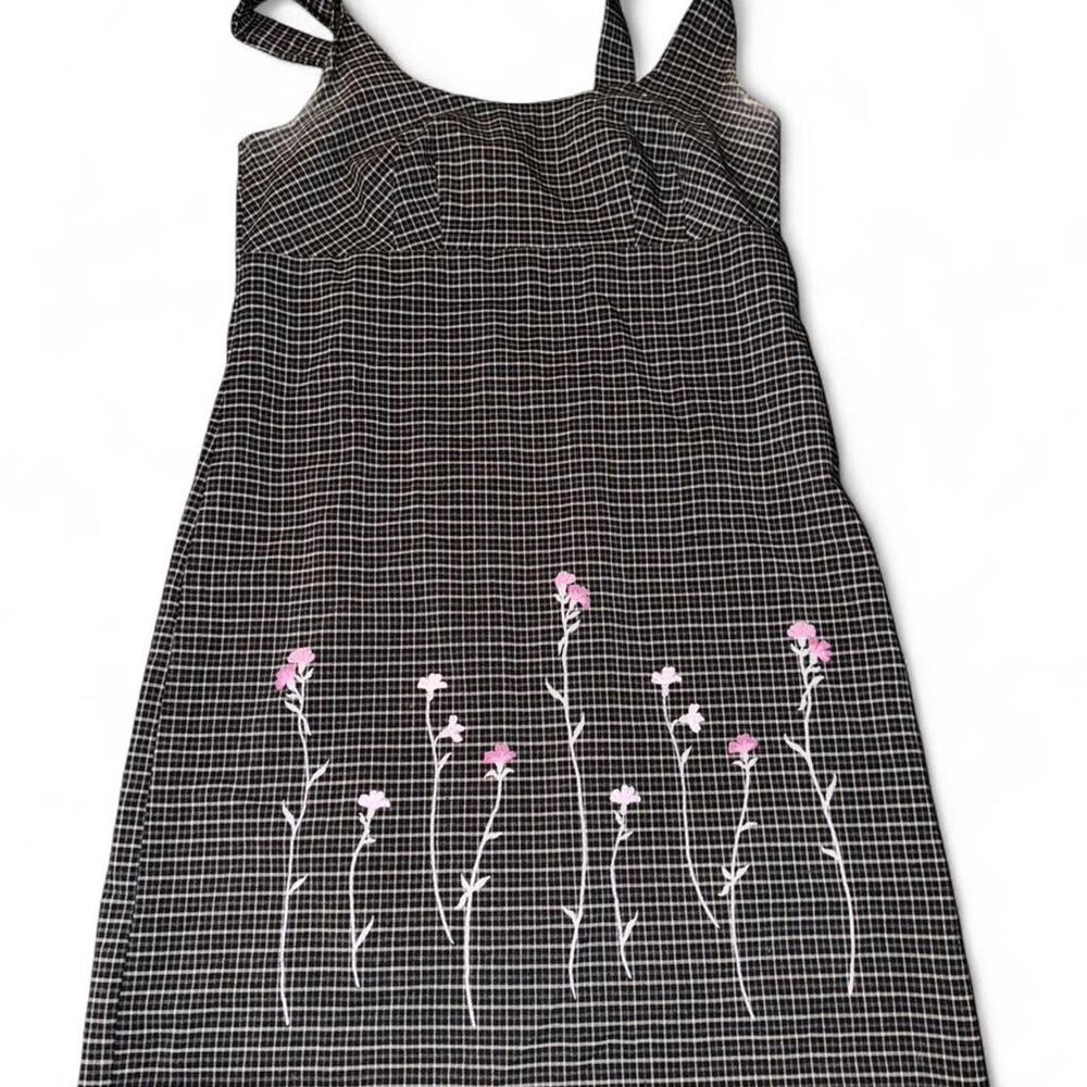 Monster Girl Plaid dress with floral embroidery Size Large